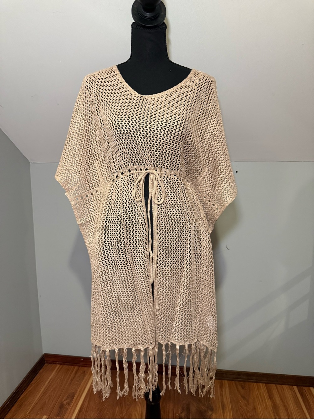 HYFVE Crochet Fringe Swim Cover-Up in Beige